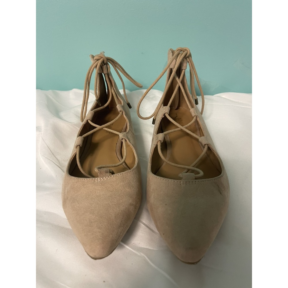 Nine‎ West Womens Signmeup Lace-Up Ballet Flats  Leather Shoes Size 8M  S-351